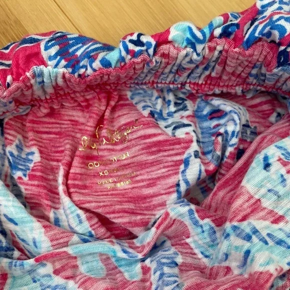 Lilly Pulitzer Strapless Ruffled Wiley Tube Top - Pink | Peach | Navy - Size XS - Picture 11 of 17